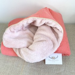 Couverture bébé chaude mixte en double gaze camel