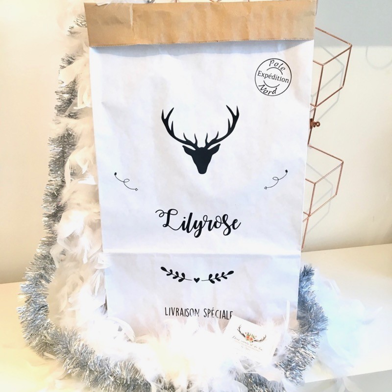 Sac de rangement personnalisable en papier La hotte du Père-Noel