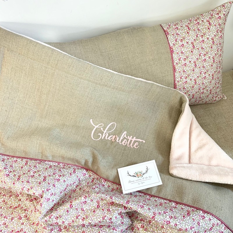 Couverture Bebe Chaude Personnalisable En Lin Et Liberty Eloise Rose