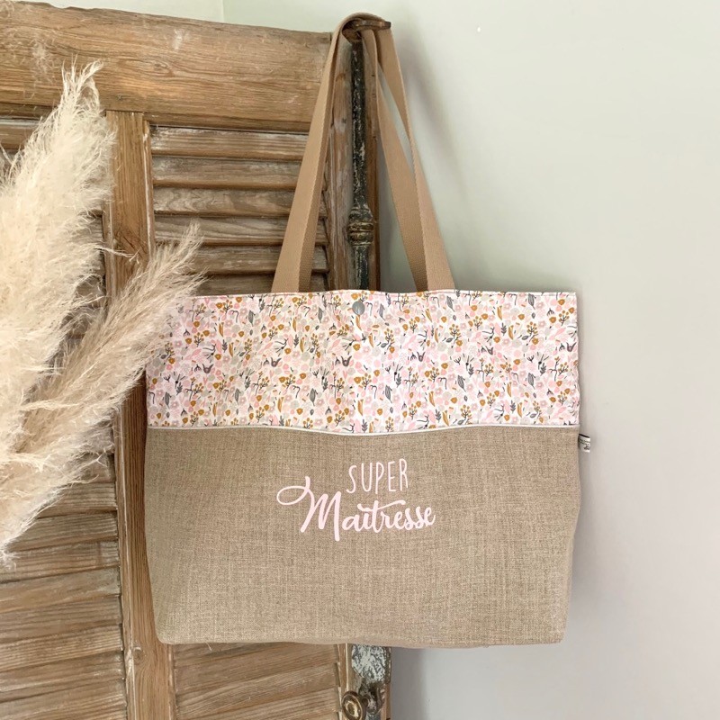 Trousse de toilette personnalisable en lin Fleurs des champs