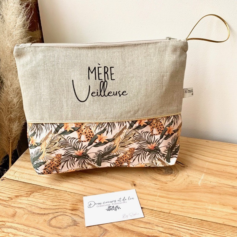 Trousse de toilette L'éveil de la jungle minky caramel - L ATELIER