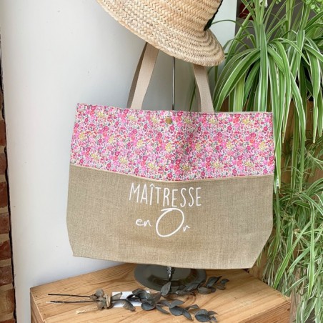 Sac cabas personnalisable lin et Liberty Emma et Georgina Hibiscus